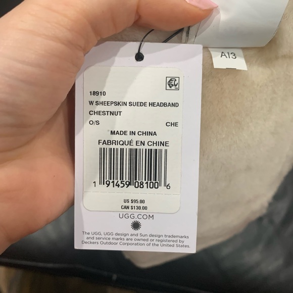 New Ugg Women’s Sheepskin Suede Headband Chestnut One Size - Picture 7 of 8